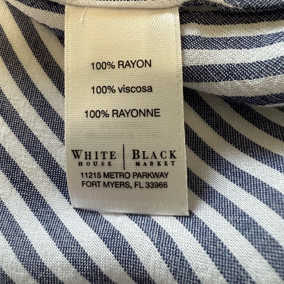 WHBM - Long Sleeve Blue Striped Shirt Button Down - Picture 8 of 9